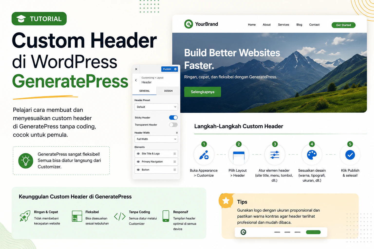 Tutorial Custom Header di WordPress GeneratePress